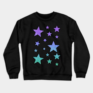 Pastel Purple Teal Ombre Faux Glitter Stars Crewneck Sweatshirt